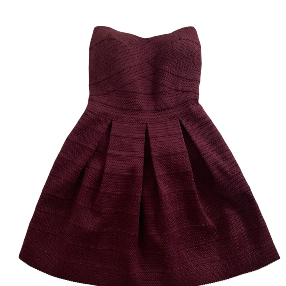 Express Strapless Burgundy Dress